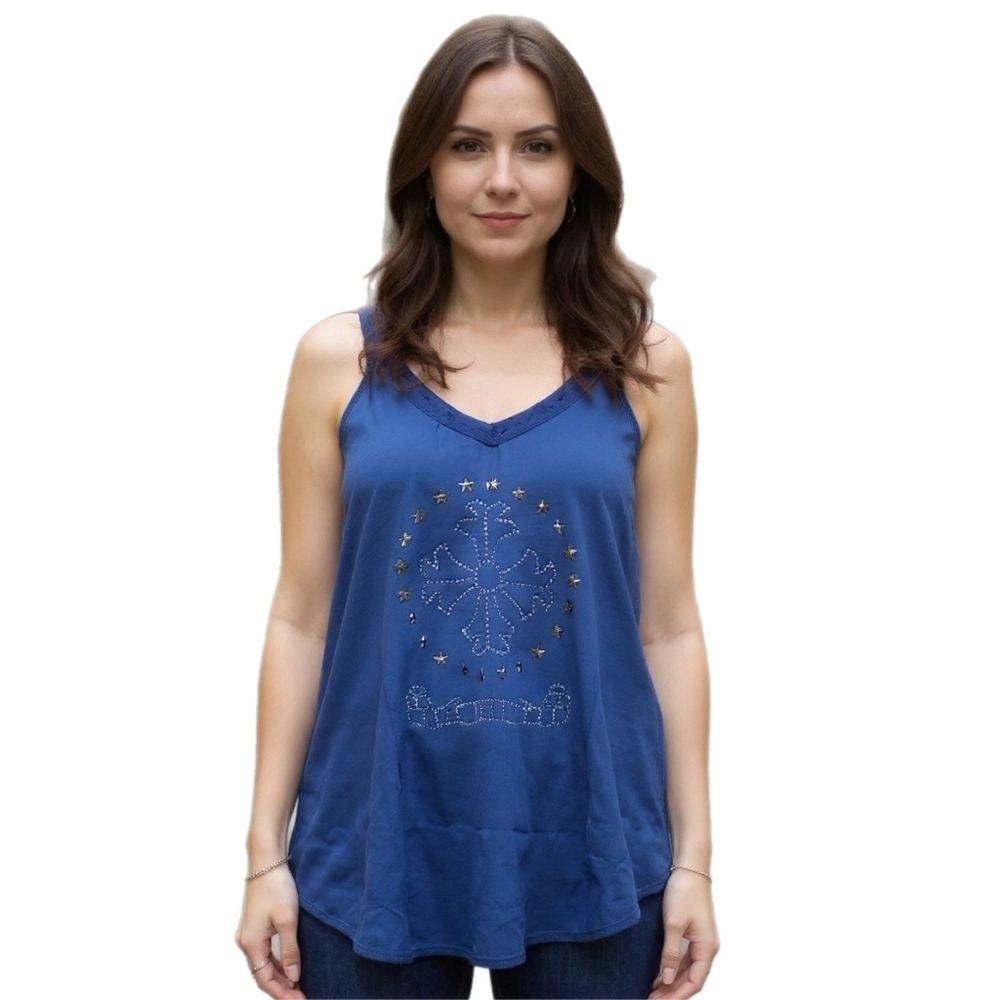 Y2K Studded Star Graphic V-Neck Tank Top